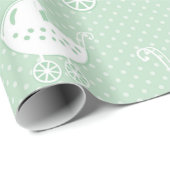 Prachtig neutraal Mint Green Baby Pattern Cadeaupapier (Rol Hoek)