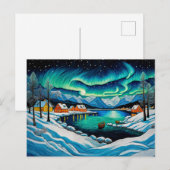 Prachtig Noorderlicht boven Winterfjord Feestdagenkaart (Voorkant / Achterkant)