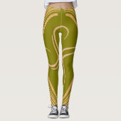 Prachtig Olive Green Swirl patroon Leggings (Voorkant)