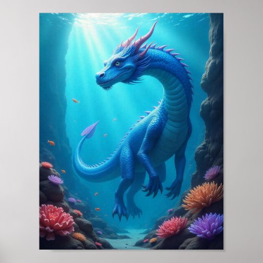Prachtig onderwater Dragon Poster (Voorkant)