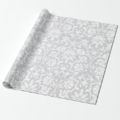 Prachtig ontwerp van Floral White Damask Wedding Cadeaupapier (Uitgerold)