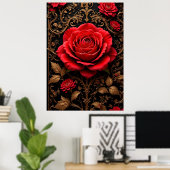 Prachtig ontworpen rode roos poster (Thuiskantoor)