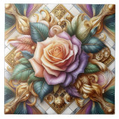 Prachtig ontworpen Rozen in ingewikkelde kunst Tegeltje (Voorkant)