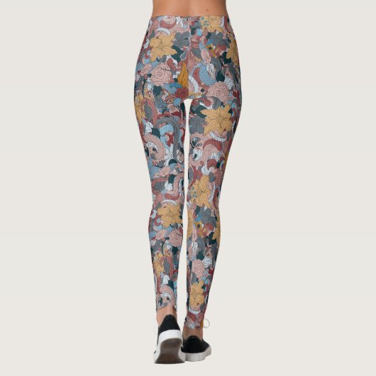 Prachtig oosters bloemontwerp leggings (Achterkant)