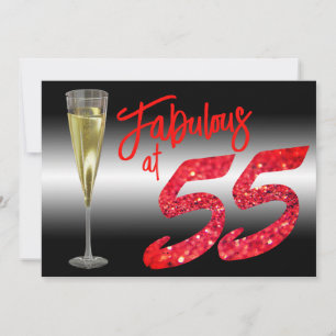 Prachtig op 55 Verjaardag Koraal Glitter Feest Kaart