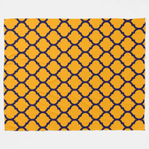 Prachtig Oranje Blau Marokkaans Quatrefoil Patroon Fleece Deken