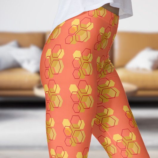 Prachtig Oranje honingraatpatroon Leggings