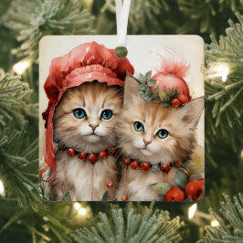Prachtig Oranje Kittens Koppel Kerstmis Metalen Ornament