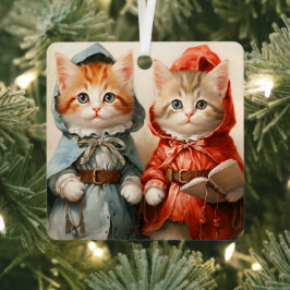 Prachtig Oranje Kittens Koppel Kerstmis Metalen Ornament