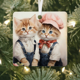 Prachtig Oranje Kittens Koppel Kerstmis Metalen Ornament
