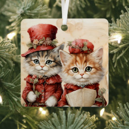 Prachtig Oranje Kittens Koppel Kerstmis Metalen Ornament