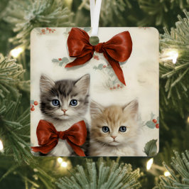 Prachtig Oranje Kittens Koppel Kerstmis Metalen Ornament