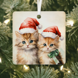 Prachtig Oranje Kittens Koppel Kerstmis Metalen Ornament