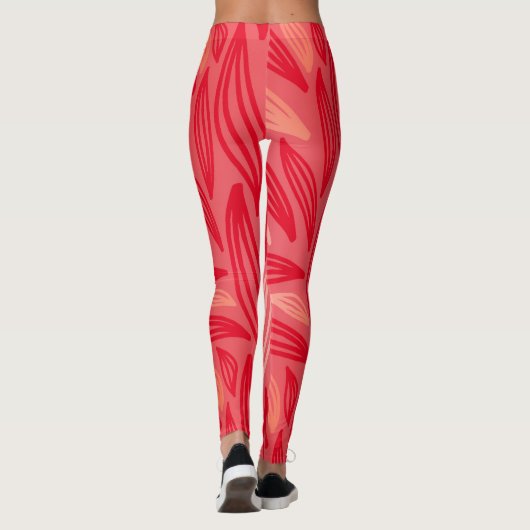 Prachtig Oranje rood bladpatroon Leggings (Achterkant)