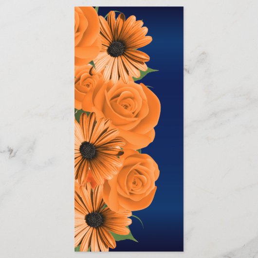 Prachtig Oranje Roos en marineblauw huwelijk Menu