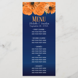 Prachtig Oranje Roos en marineblauw huwelijk Menu