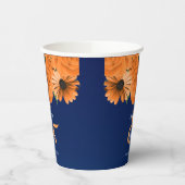 Prachtig Oranje Roos en marineblauw huwelijk Papieren Bekers (Links)