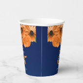Prachtig Oranje Roos en marineblauw huwelijk Papieren Bekers (Rechts)
