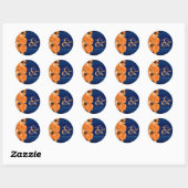 Prachtig Oranje Roos en marineblauw huwelijk Ronde Sticker (Vel)