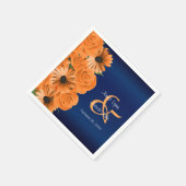 Prachtig Oranje Roos en marineblauw huwelijk Servet (Hoek)