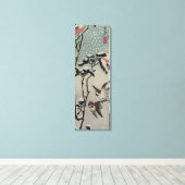 Prachtig oud Japans schilderij van vogels & sneeuw Canvas Afdruk (Insitu (Houten vloer))