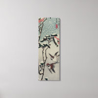 Prachtig oud Japans schilderij van vogels & sneeuw