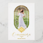 Prachtig ovaalvormig vormeffect Spaans Quinceañera Folie Uitnodiging (Voorkant)