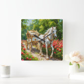 Prachtig paard en wagen vierkante klok (Huis)