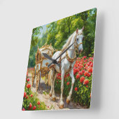 Prachtig paard en wagen vierkante klok (Hoek)
