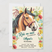 Prachtig paard en wilde bloem verjaardagsfeest kaart (Voorkant)