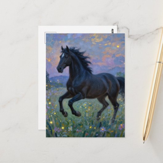 Prachtig paard in de weide briefkaart (Voorkant / Achterkant in situ)