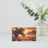 Prachtig Paard in de woestijn bij zonsondergang Visitekaartje (Staand voorkant)