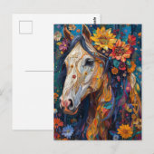 Prachtig paard met kleurrijke bloemen briefkaart (Voorkant / Achterkant)