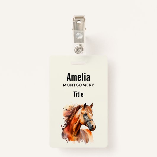 Prachtig paard portret badge (Achterkant met clip)