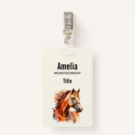 Prachtig paard portret badge (Voorkant met clip)