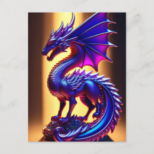 Prachtig Paars Glass Dragon-beeld Briefkaart