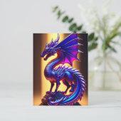Prachtig Paars Glass Dragon-beeld Briefkaart (Staand voorkant)