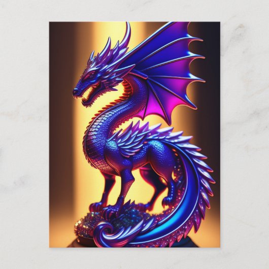 Prachtig Paars Glass Dragon-beeld Briefkaart (Voorkant)