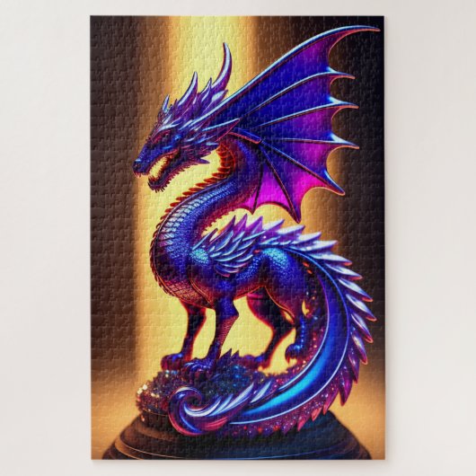 Prachtig Paars Glass Dragon-beeld Legpuzzel (Verticaal)