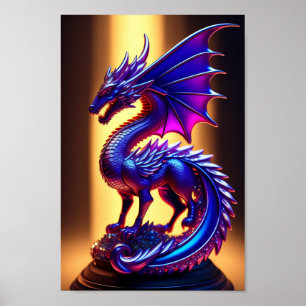 Prachtig Paars Glass Dragon-beeld Poster