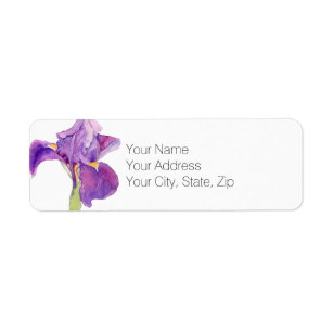 Prachtig Paars Iris Floral Return Address Label