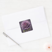 Prachtig paars roos vierkante sticker (Envelop)