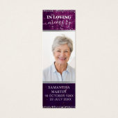 Prachtig Paars Sparkly Memorial Funeral Bladwijzer Mini Visitekaartjes (Voorkant)