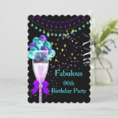 Prachtig Paars Turquoise Verjaardagsfeestje met Ch Kaart (Staand voorkant)