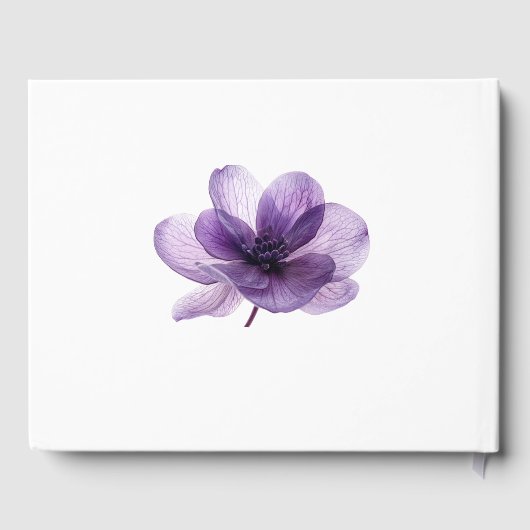 Prachtig Paarse Bloemen bruiloft gastenboek (Achterkant)