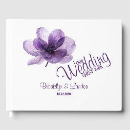 Prachtig Paarse Bloemen bruiloft gastenboek