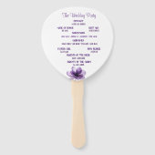 Prachtig Paarse Bloemen Trouwprogramma Handwaaier (Achterkant)