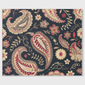 Prachtig Paisley patroon donkere marine en rode mi Cadeaupapier (Vlak)