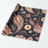 Prachtig Paisley patroon donkere marine en rode mi Cadeaupapier (Uitgerold)