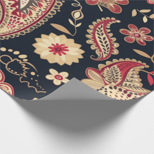 Prachtig Paisley patroon donkere marine en rode mi Cadeaupapier (Hoek)